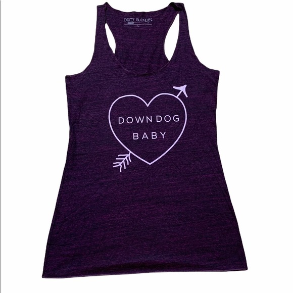 Dirty Blondes Down Baby Dog heart yoga tank top new - Picture 2 of 5